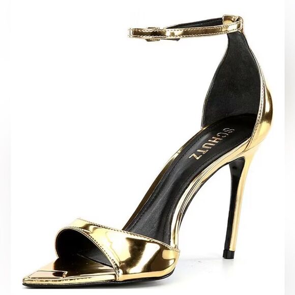 Schutz Pamela Heels Gold Ouro Claro shoes stilettos party Revolve NEW Sz 10 - Picture 13 of 13